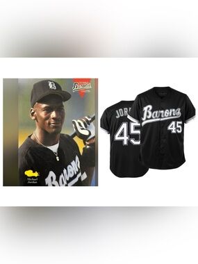 Michael Jordan Birmingham Barons Black Baseball Jersey #45 / White Sox / NEW
